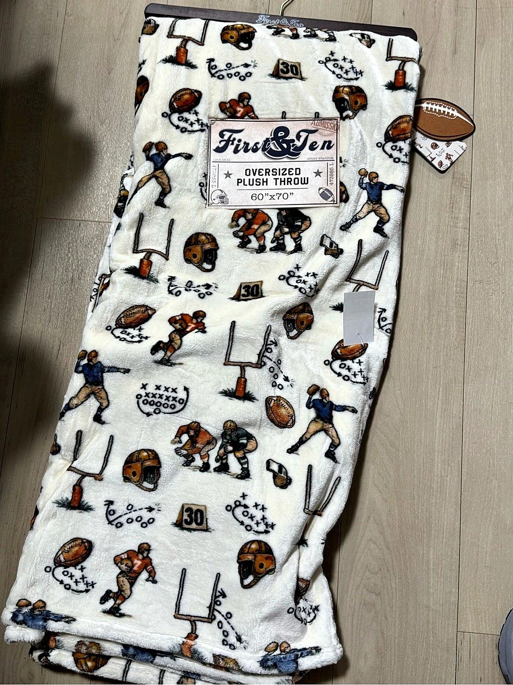 First & Ten Oversized Plush Throw Football NWT